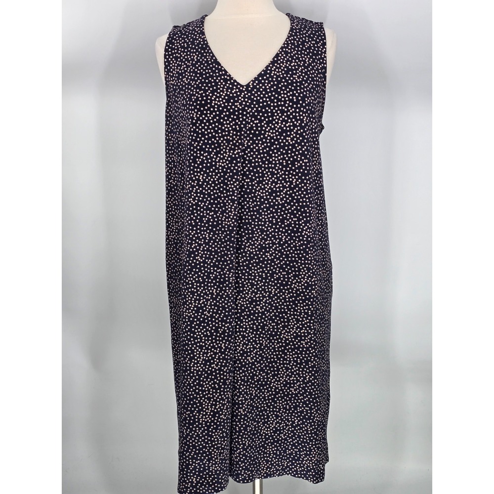 J. Jill Dress Womens XLP Navy Polka Dot Wearever A-Line Pockets Peekaboo Back